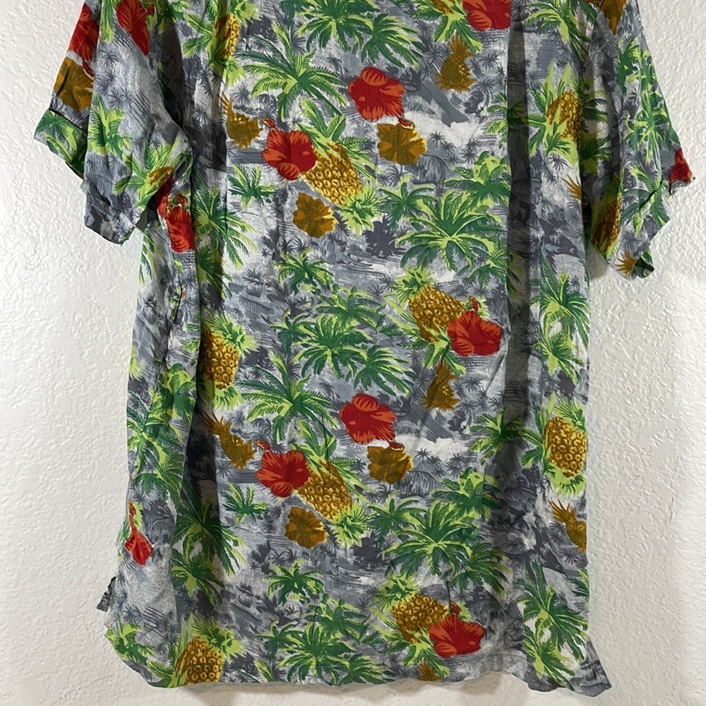 Aeropostale Shirt Pineapple Hibiscus Hawaiian Mens Short Sleeve Size Large - Picture 6 of 8